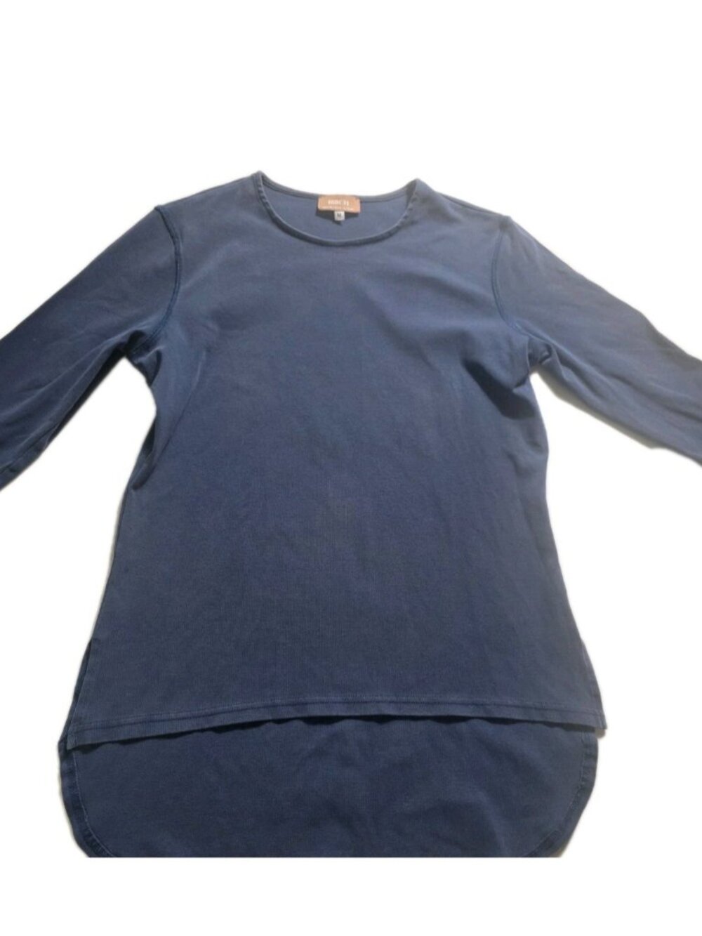 Birch Top Womens Medium Blue 3/4 Sleeve Elbow Patch Casual Preppy Shirt. HL541